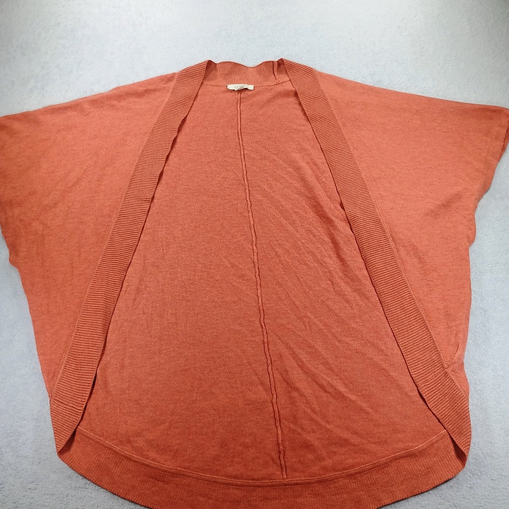 Loft Womens Open Front Cardigan Orange M/L Lightweight Knit Dolman Sleeve